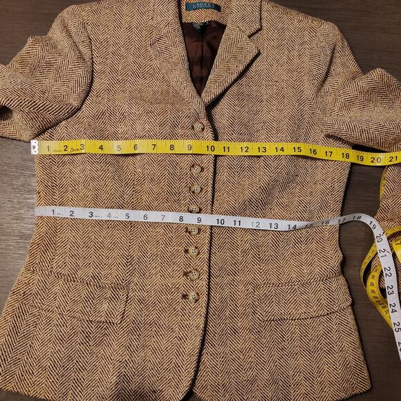 Lauren Ralph Lauren Herringbone Linen-Silk Blazer Size 4 - Picture 7 of 16